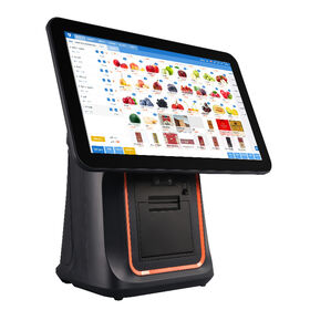Terminal Point de Vente Tout-en-Un, Machine POS Écran Tactile Double 15,6 pouces, Système POS avec Imprimante Thermique Intégrée