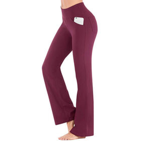 High Waist Workout Bootleg Pants, Wide Leg Casual Jogging trousers Yoga Pants with Pockets