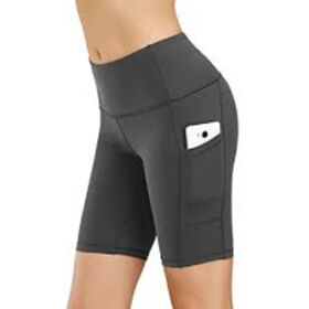 High Waist Seamless Yoga Shorts with Side Pocket Stretch Shorts Fitness Workout
