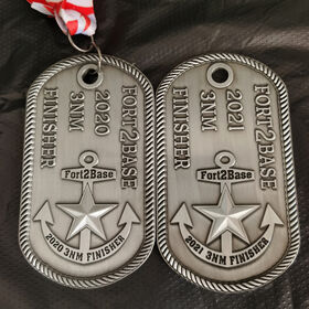 Zinc alloy metal dog tag for Fort2base finisher 3D medal