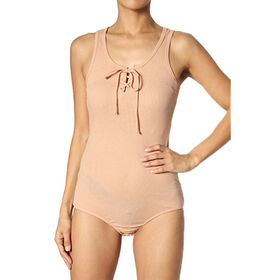 Damen Body mit Schnürung, U-Ausschnitt, Tanktop und Slip