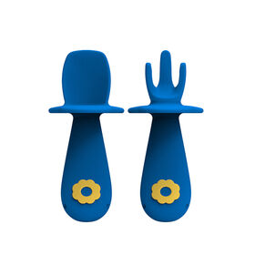 Baby Spoon And Fork BPA Free Eco-friendly Chewing Silicone Baby Training Spoon And Fork