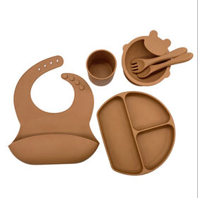 2024 Silicone Cartoon Shape Suction Tableware Set WIth Spoon Fork Plate Bowl Cup Bib Logo Available Wholesale ISO9001 CE