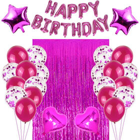 Décoration Fête Verte Et Rose - Ballons, Bannières, Rideaux Pailletés - Pour Anniversaire, Halloween, Soirée - 14