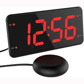 Reloj despertador súper fuerte con agitador de cama para dormir pesado,  reloj despertador de doble vibración con cargador USB para sordos con