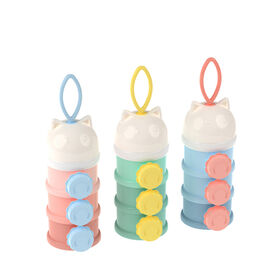 Powder Container Portable Cartoon Cat Shape Formula Dispenser Food Storage Box 3 Layers Baby Milk