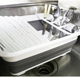 Collapsible Kitchen Dish Drainer Rack Space Saving Kitchen Storage Tray Portable Tableware Organize