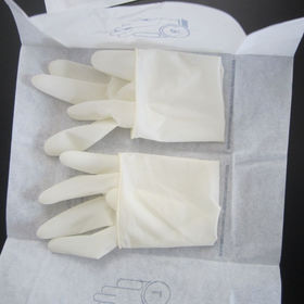 Gants stériles jetables blancs naturels, gants chirurgicaux
