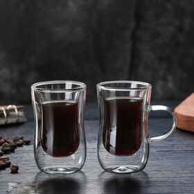 Buy Wholesale China 300ml Double Wall Glass Tumblers Tall Insulated Tea Cups  Coffee Cups With Handle Glassware, Perfect & Cup at USD 1.38