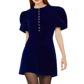 Factory Direct High Quality China Wholesale Autumn Winter Round Neck Short  Puff Sleeve Rhinestone Buttons Ladies Velvet Short Club Shift Dresses  $15.43 from Shenzhen Sanbai International Trade Company Limited |  Globalsources.com