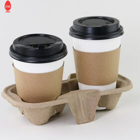 Customized Disposable Kraft Tea Coffee Carrier Paper Cup Holder With H –  Fastfoodpak