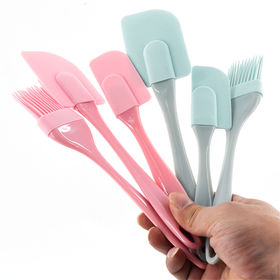 3Pcs Non-Stick Silicone Cream Scraper Bread Cake Butter Spatula Mixer Oil  Brush Pastry Spatulas Wooden