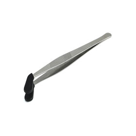 7 Inch Kitchen Accessory 430 Stainless Steel Curved Tip With Rubber Long Handle Tweezers for Tea