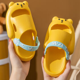 Zuecos unisex para niños, sandalias infantiles de EVA inyectado con diseño de oso de dibujos animados