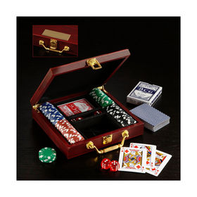 Jetons de poker boîte en métal ensemble de poker 300 jetons ensemble de  poker étui de poker dés étui en bois argent