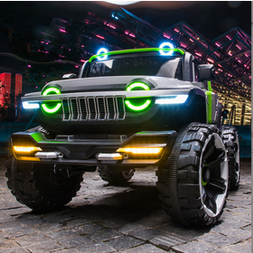VOLTZ TOYS Voiture électrique à 2 places 24 V pour enfants, Jeep électrique avec 2 sièges, siège en cuir, éclairage LED complet, télécommande parentale et lecteur MP3, vert VOLTZ TOYS Voiture électrique à 2 places 24 V pour enfants, Jeep électrique avec 2 sièges, siège en cuir, éclairage LED complet, télécommande parentale et lecteur MP3, vert