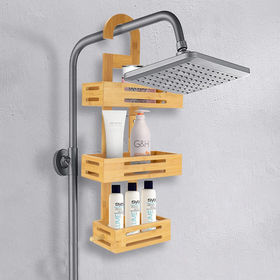 Buy Wholesale China Bathroom Wall Mount Hanging Accessory Bamboo Shower  Caddy With 2 Baskets Bathroom Storage Racks & Tier Racks at USD 3.7