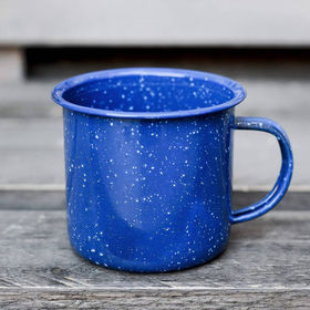 Blank Enamel Mug- Bulk 16oz Speckled Two Tone Enameled Steel Cup with  Stainless Rim