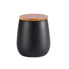 Minimalist Ceramic Storage Jar with Wood Lid Seal Jar Kitchen Supplies Candy Coffee Jar