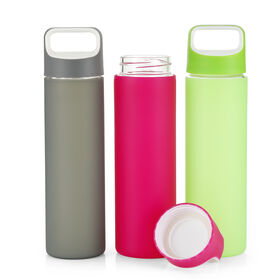 ODM Everich 600ml Silicone Sleeve Glass Bottle Reusable Portable Cup with Lid