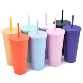 Buy Wholesale China Plastic Straw Cup Fancy Biscuit Design Summer Cute Girl  Double-layer Ice Cup & Plastic Straw Cup Plastic Tumbler at USD 3.46