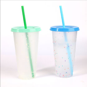 Gobelets en plastique PP de 710ml/770ml/750ml à changement de couleur avec paille et logo personnalisé