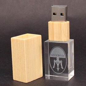 Benutzerdefinierter 3D-Logo USB 2.0 3.0 Flash-Laufwerk aus Holz, Acryl, Kristall, 4GB 8GB 16GB 32GB 64GB USB-Speichersticks USB-Pen-Drive