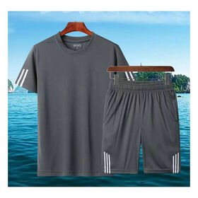 Men Jersey Crew Neck Short Sleeve Jersey Tops and Shorts Set