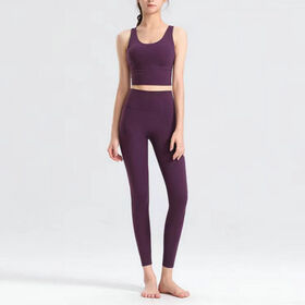 Women Seamless High Waist Leggings with Padded Crop Top Yoga Wear Set