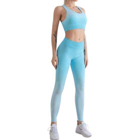 Set Pakaian Yoga Fitness Wanita: Bra Olahraga Punggung Silang dan Legging Pinggang Tinggi