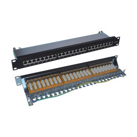 ISO-Standard konformer STP Patch Panel Rack 19'' 1HE 24 Ports Cat6a Patchpanel