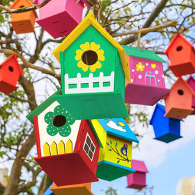 Diy Wood Bird House Kit For Children To Build And Paint Wooden