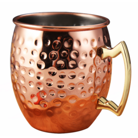 New Set of 4 Moscow Mule Mugs Hammered Copper Brass 16 Ounce oz Mug 500ml Bar