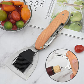 مجموعة أدوات شواء متعددة الوظائف 5 في 1: ملعقة، شوكة، فرشاة، فتاحة زجاجات، مجموعة أدوات شواء للنزهات