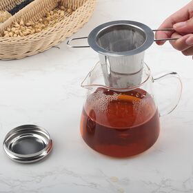 Premium Stainless Steel Folding Handle Basket Tea Infuser for Brewing Loose Leaf Tea