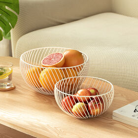 Cesta de Frutas de Alambre Metálico para Encimera de Cocina - Bol para Frutas y Almacenamiento de Artículos del Hogar para Cocina