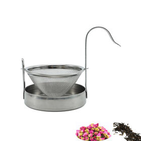 Novelty Stainless Steel Fine Mesh Hanging Hook Strainer Tea Infuser for Brewing Loose Leaf Tea