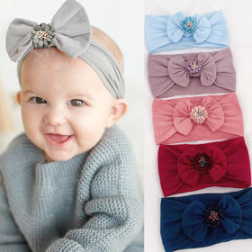 3 pièces / ensemble nouveau solide bébé bandeau arc bandeaux pour enfants  mignons filles cheveux filles Turban bandeau enfants coton doux