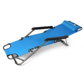 Chaise Longue de Plage Pliante Réglable avec Coussin - Lit de Terrasse Portable pour Extérieur
