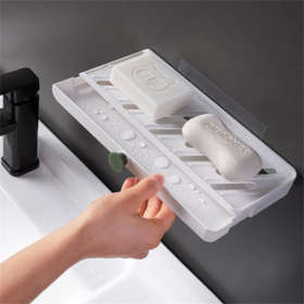 Wall Mounted Soap Dish Drain Soap Holder for Bathroom Self Adhesive Soap  Dish Plastic Soap Container Bathroom Accessories