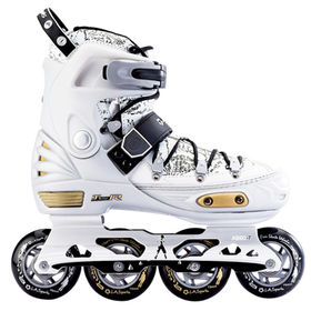 ZZ Inline-Skate Verstellbare Quad-Rollschuh-Stiefel,White-34 2-in-1-Mehrzweckschuhe