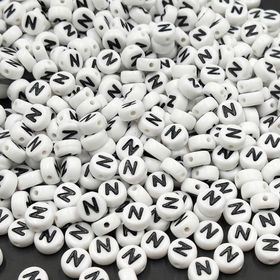 1,000 Acrylic Letter Beads Pink with White Letters 7mm or 1/4 Inch