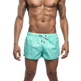 Short de bain uni pour homme, polyester à séchage rapide avec cordon de serrage à la taille et doublure intérieure - Vêtements de plage pour hommes en gros