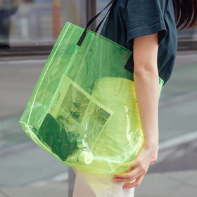 Reasuble Eco Large Waterproof Vinyl Jelly Clear Shopping Handbag Custom  Transparent Neon Plastic PVC Tote Beach Bag - China Reusable Bag, Tote Bag