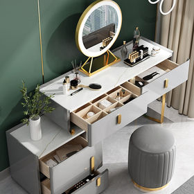 Diseño italiano Madera Dresser con espejo de tocador y cajones Mobiliario  de dormitorio moderno tocador de maquillaje de lujo - China Tocador, tocador