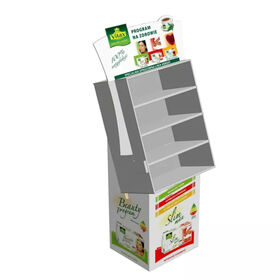 Rak Display Sabun Kardus Bergelombang dengan Rak yang Dapat Disesuaikan, Rak Display Lantai Ritel untuk Pembersih Wajah