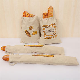 6 Pieces Linen Bread Bags Large and Extra Large Natural Unbleached