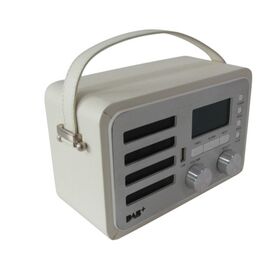Unique shape Portable DAB Radio Retro Wooden Leather LCD Display Clock Radio