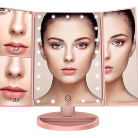 Espejo De Maquillaje Con Luz Luces Aumento Plegable Ajustable 22 Luces  Premium