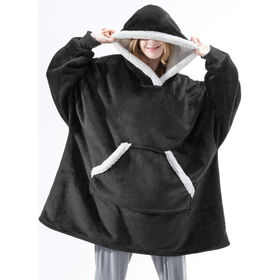 Wholesale hot sale custom women nfl large size winter thick fluffy hoodie  fleece tops white hoodies wearable blanket hoodie From m.